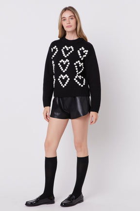 ENGLISH FACTORY - Heart Pom Sweater - SWEATERS & KNITS available at Objectrare