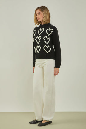 ENGLISH FACTORY - English Factory - Heart Pom Sweater - SWEATERS & KNITS available at Objectrare