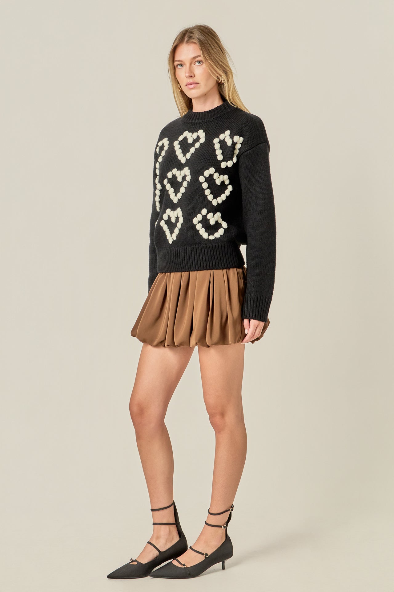 ENGLISH FACTORY - Heart Pom Sweater - SWEATERS & KNITS available at Objectrare