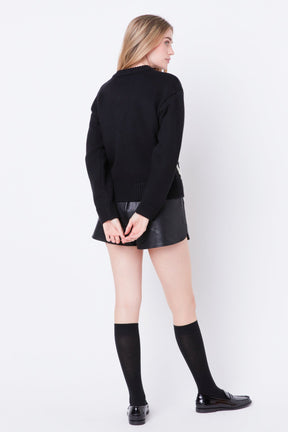 ENGLISH FACTORY - Heart Pom Sweater - SWEATERS & KNITS available at Objectrare