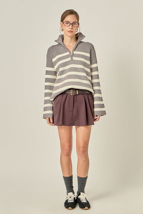 ENGLISH FACTORY - Striped Half-Zip Relaxed Sweater - SWEATERS & KNITS available at Objectrare