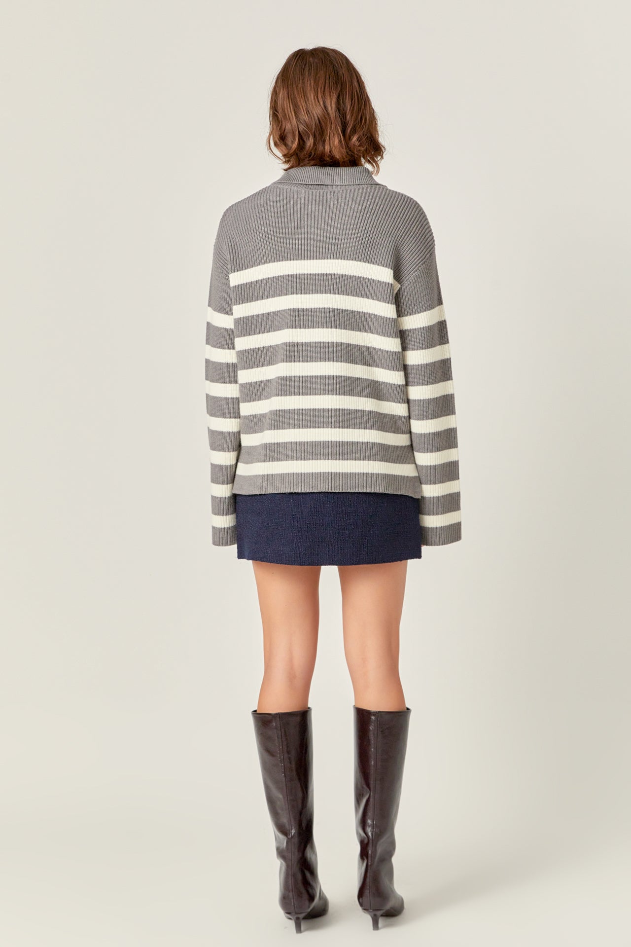 ENGLISH FACTORY - Striped Half-Zip Relaxed Sweater - SWEATERS & KNITS available at Objectrare