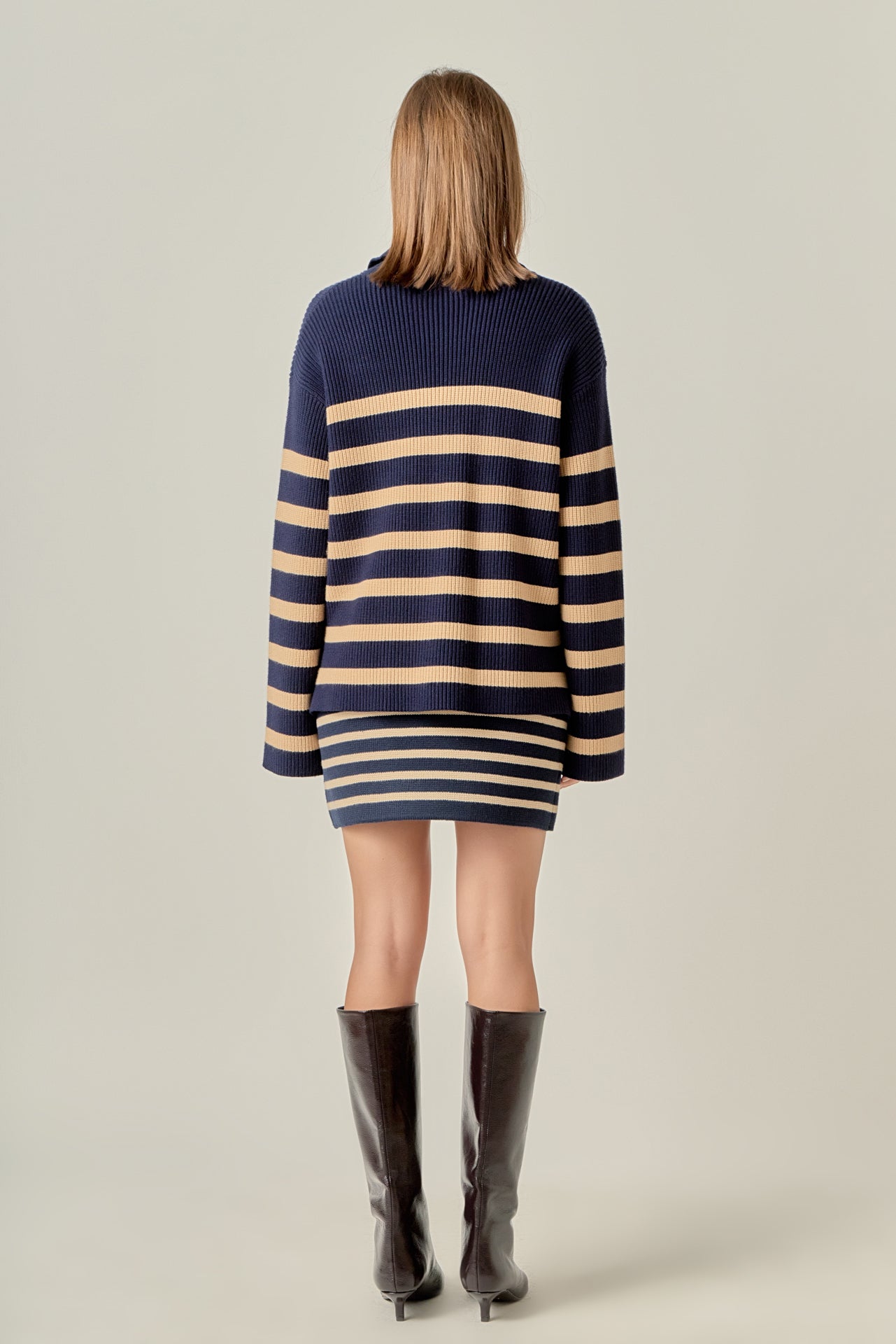 ENGLISH FACTORY - Striped Half-Zip Relaxed Sweater - SWEATERS & KNITS available at Objectrare