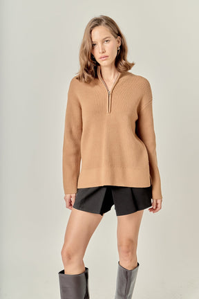 ENGLISH FACTORY - Zip Collared Sweater - SWEATERS & KNITS available at Objectrare