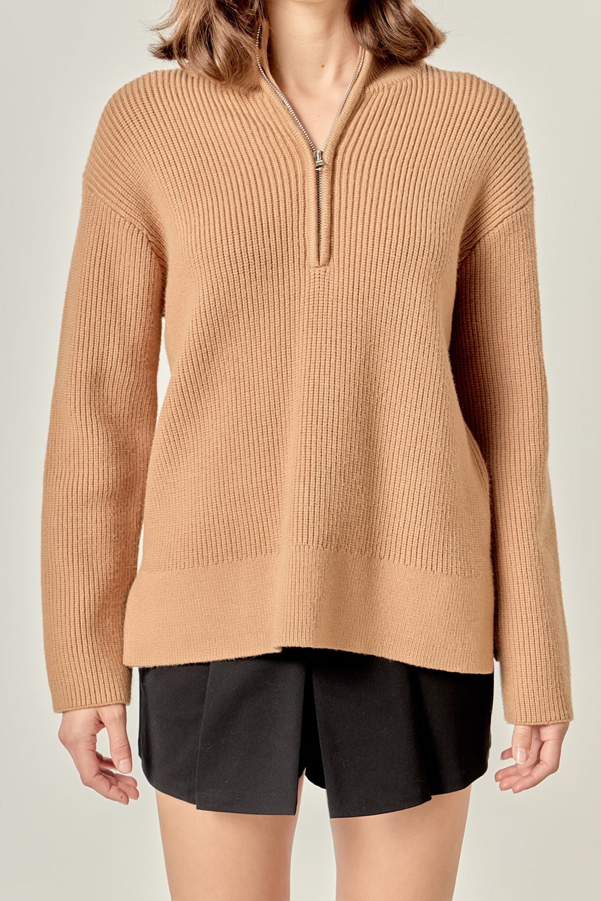 ENGLISH FACTORY - Zip Collared Sweater - SWEATERS & KNITS available at Objectrare