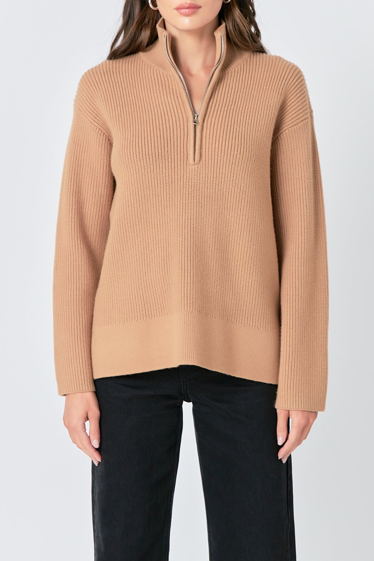 ENGLISH FACTORY - English Factory - Zip Collared Sweater - SWEATERS & KNITS available at Objectrare