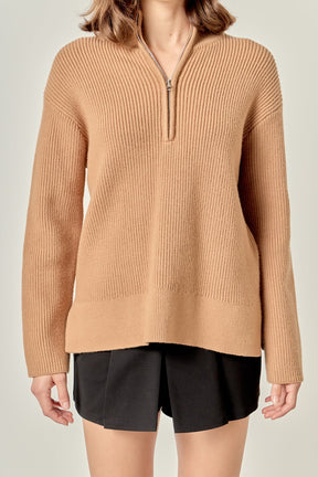 ENGLISH FACTORY - Zip Collared Sweater - SWEATERS & KNITS available at Objectrare