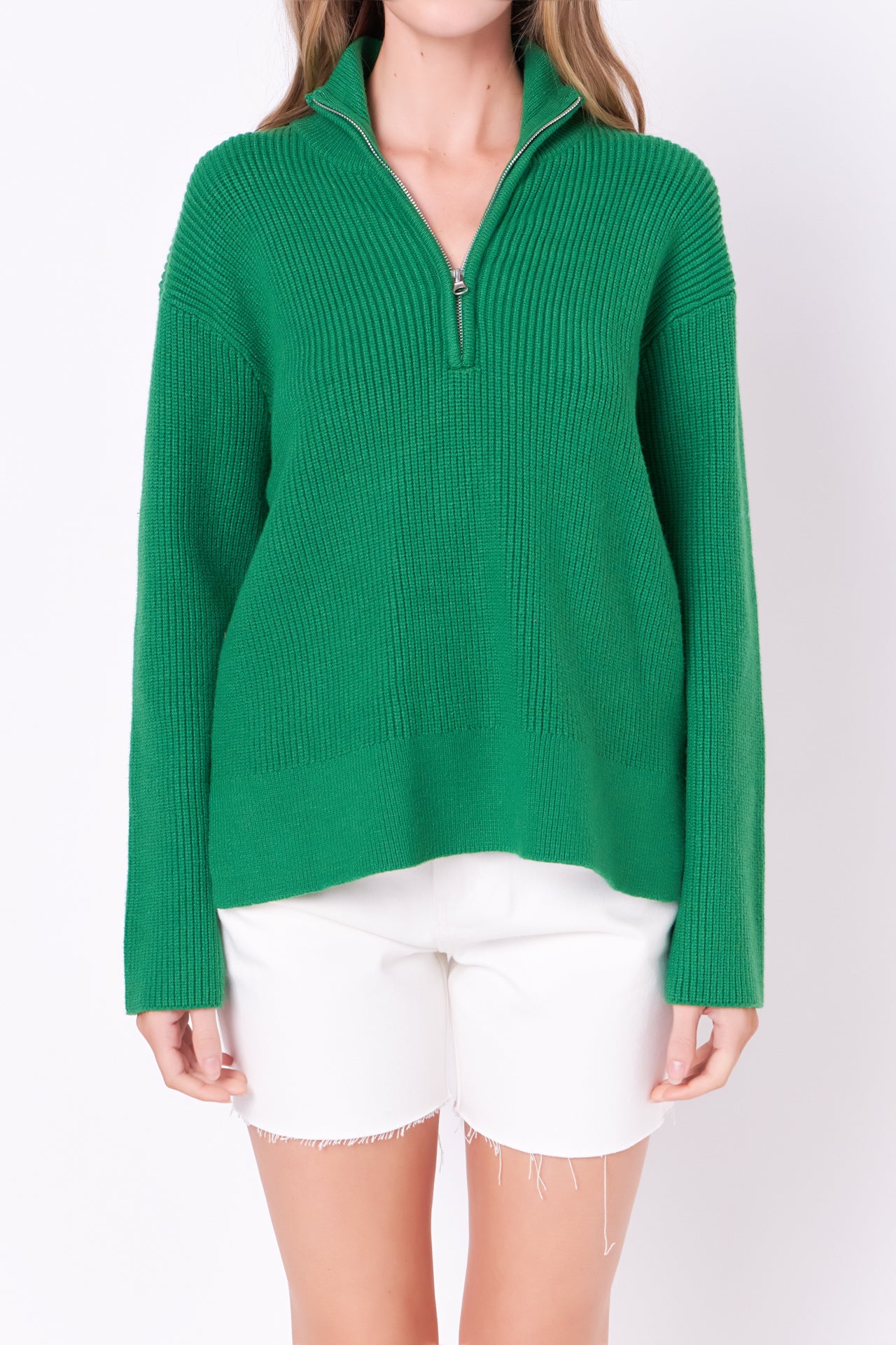 ENGLISH FACTORY - Zip Collared Sweater - SWEATERS & KNITS available at Objectrare