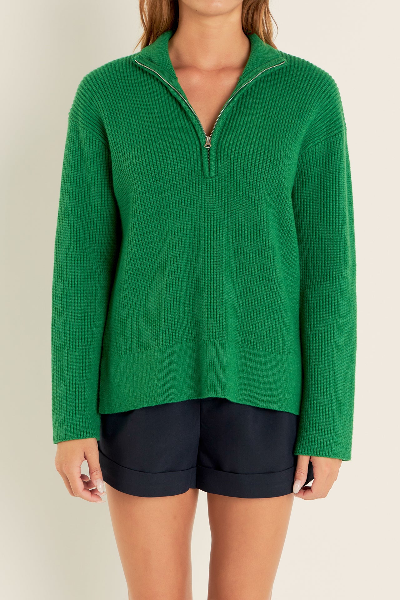 ENGLISH FACTORY - Zip Collared Sweater - SWEATERS & KNITS available at Objectrare