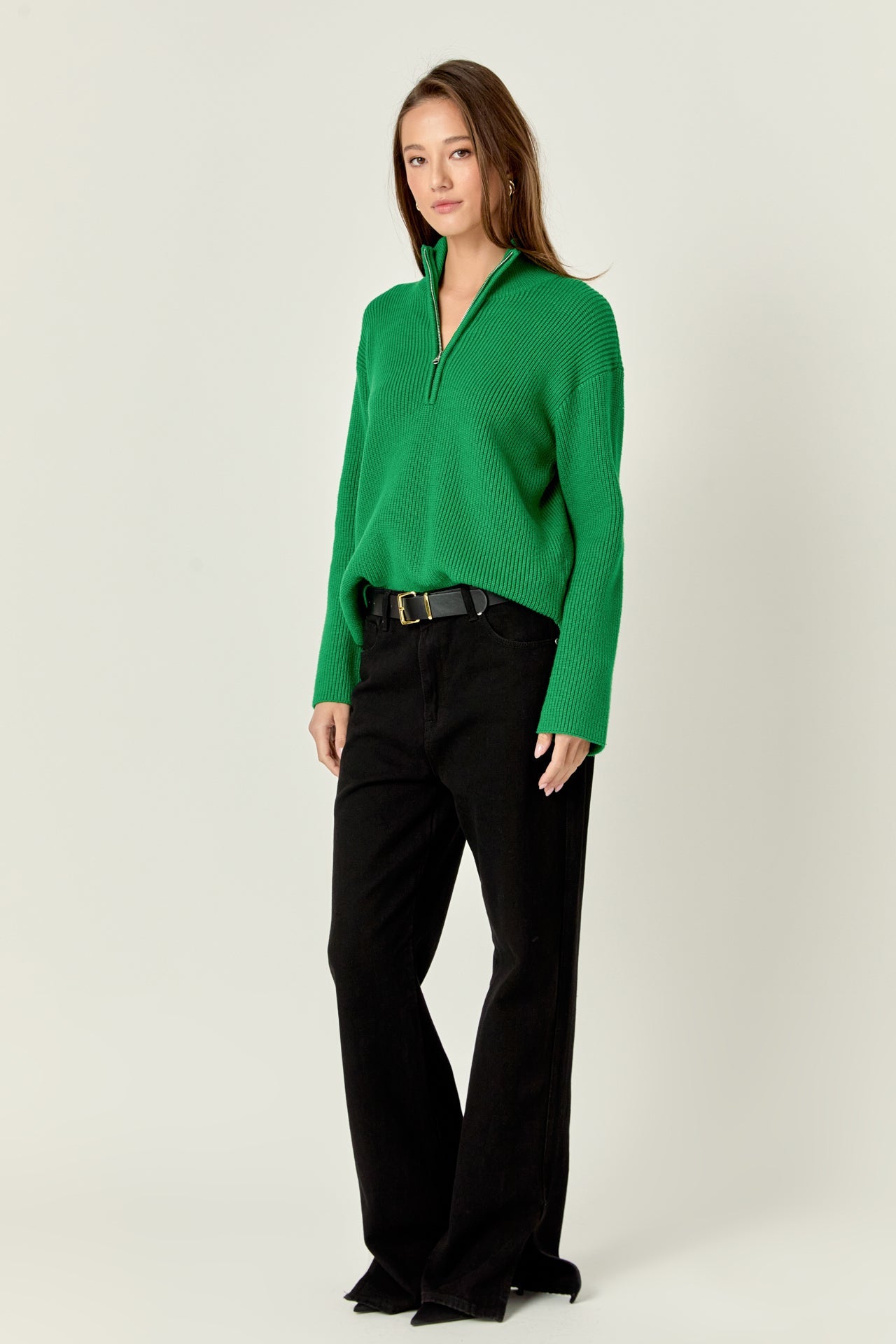 ENGLISH FACTORY - Zip Collared Sweater - SWEATERS & KNITS available at Objectrare