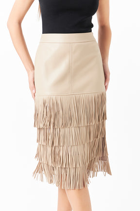 ENDLESS ROSE - Endless Rose - PU Fringe Midi Skirt - SKIRTS available at Objectrare