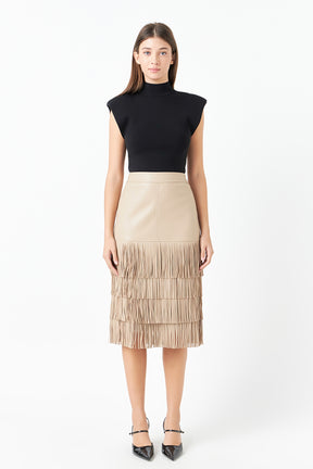 ENDLESS ROSE - Endless Rose - PU Fringe Midi Skirt - SKIRTS available at Objectrare