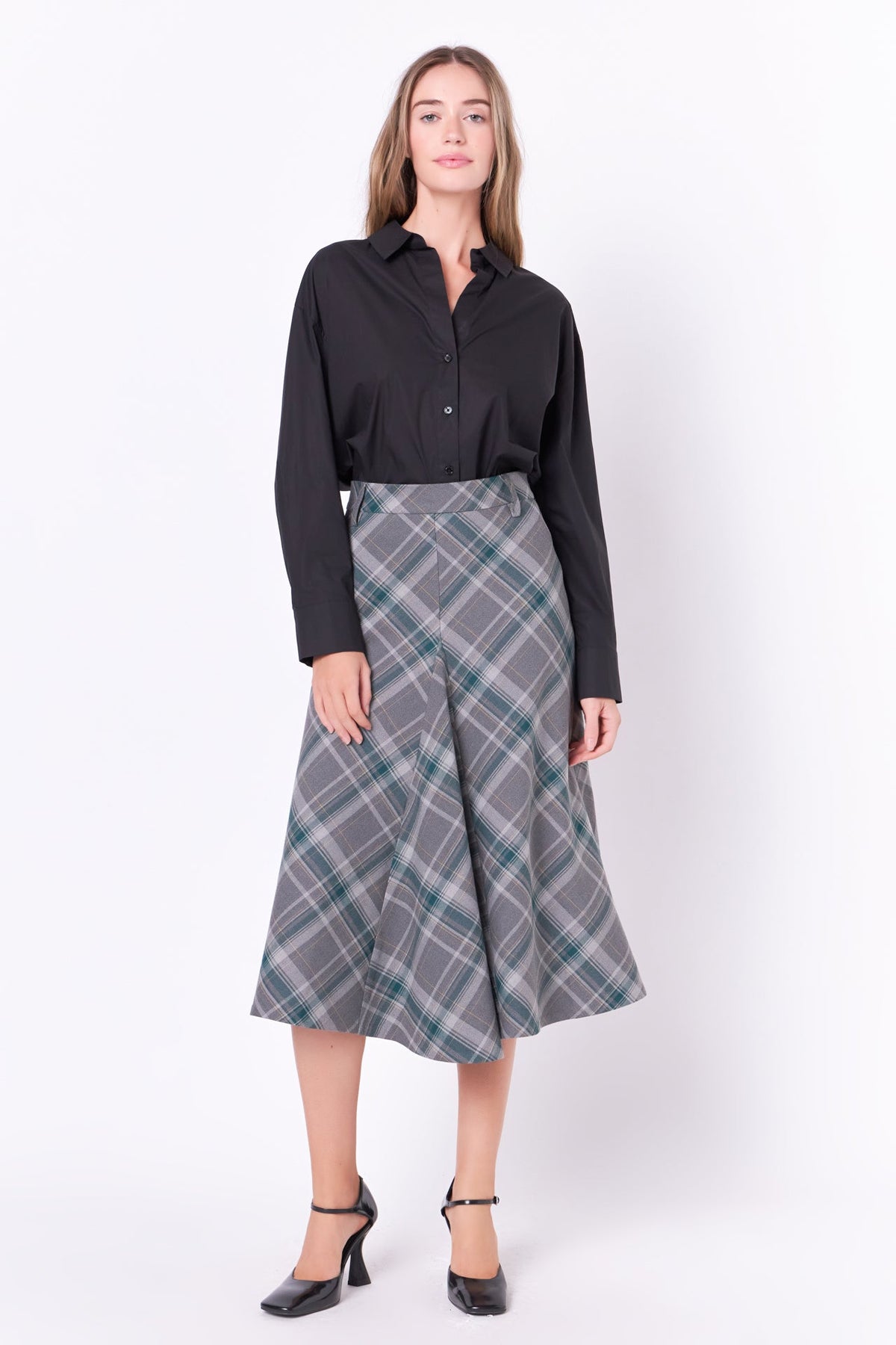 ENGLISH FACTORY - Plaid Midi A Line Skirt - SKIRTS available at Objectrare