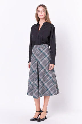 ENGLISH FACTORY - Plaid Midi A Line Skirt - SKIRTS available at Objectrare
