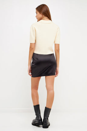 GREY LAB - Grey Lab - Solid Satin Fit Mini Skirt - SKIRTS available at Objectrare