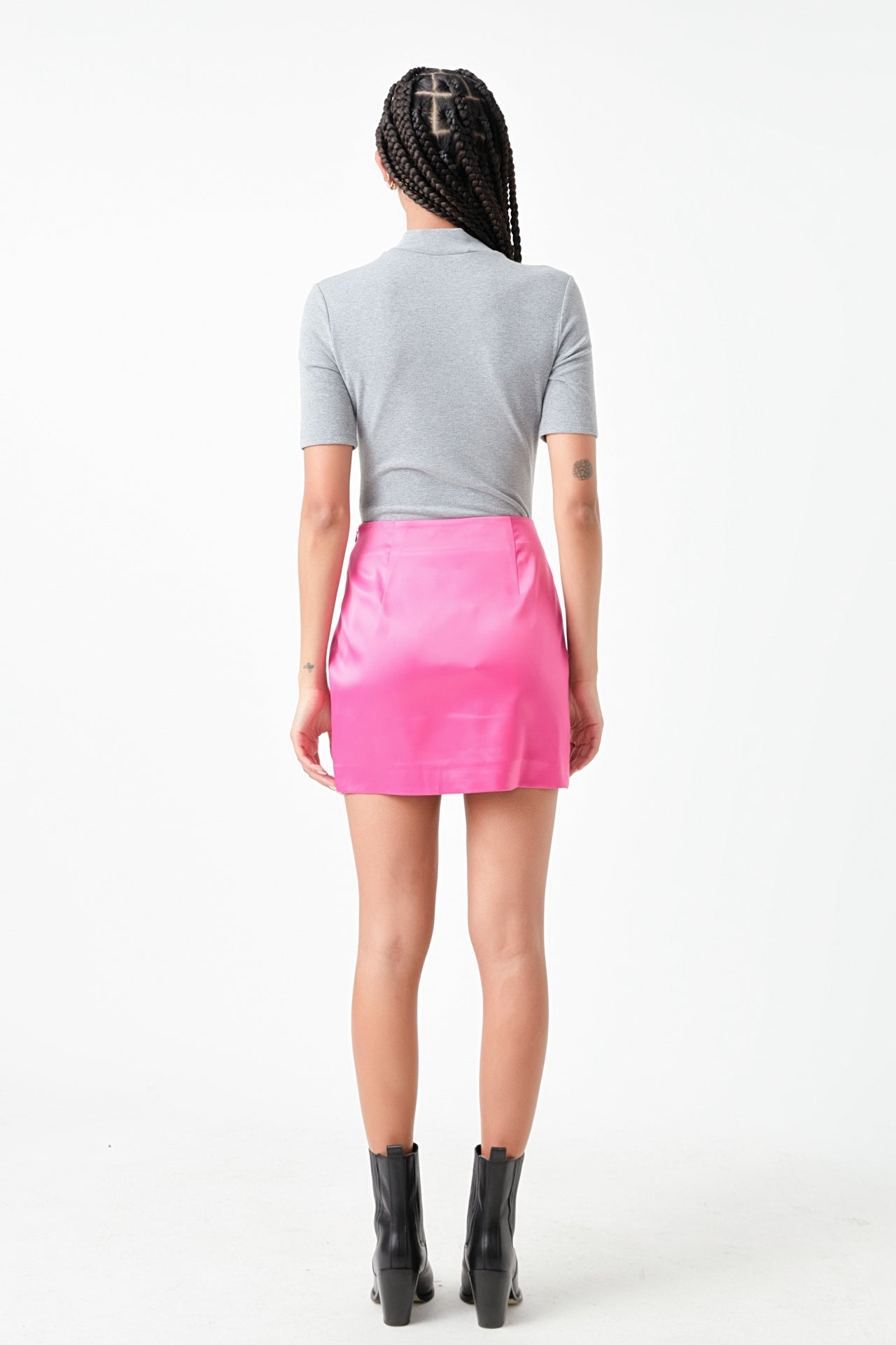 GREY LAB - Grey Lab - Solid Satin Fit Mini Skirt - SKIRTS available at Objectrare