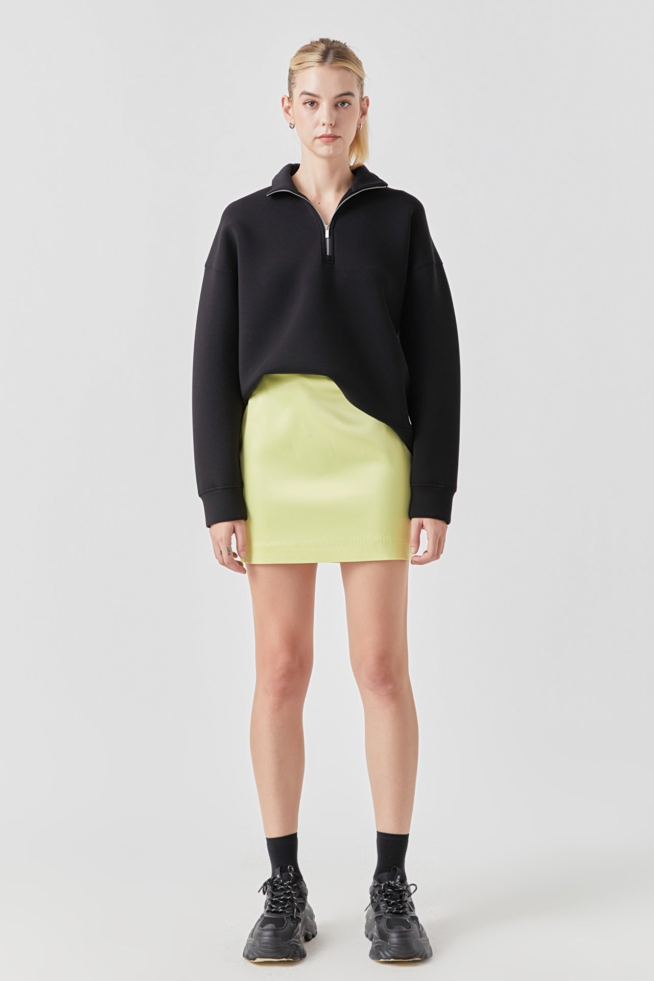 MARSY - Solid Satin Fit Mini Skirt - SKIRTS available at Objectrare