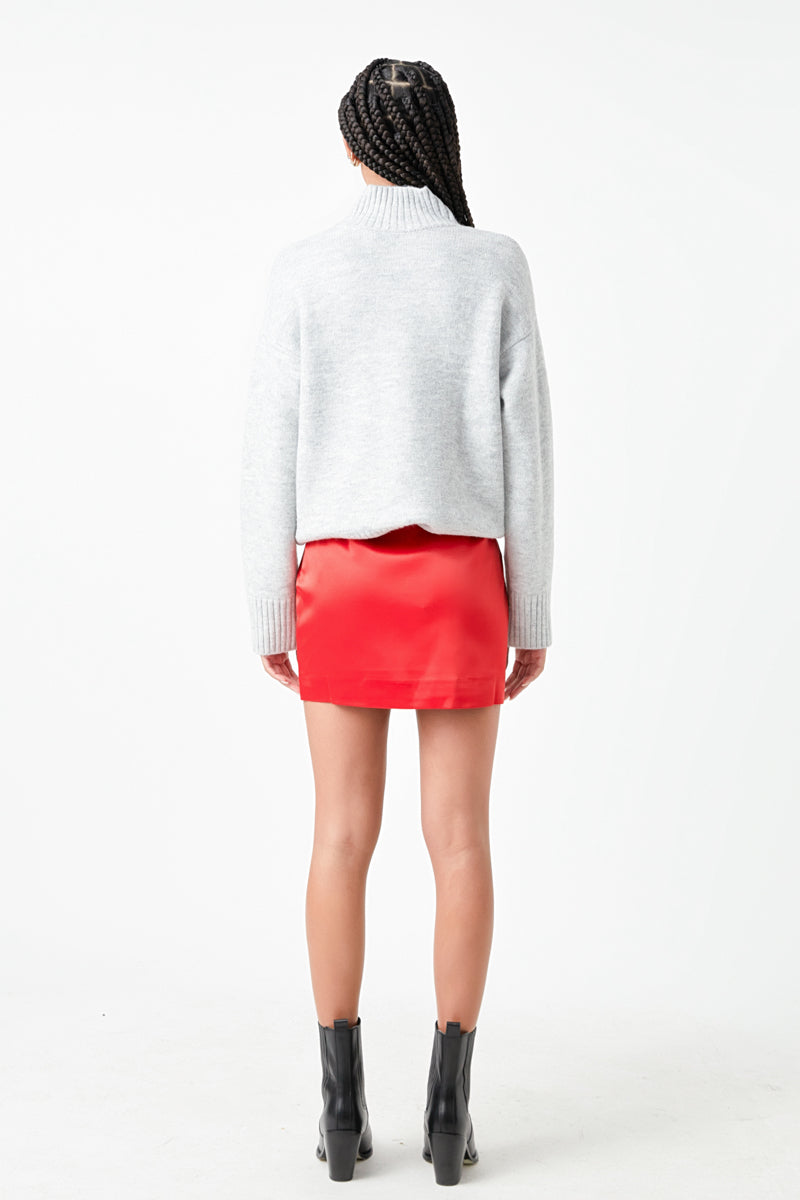 GREY LAB - Solid Satin Fit Mini Skirt - SKIRTS available at Objectrare