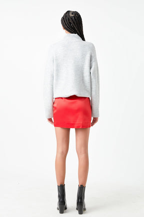 Grey Lab - Solid Satin Fit Mini Skirt