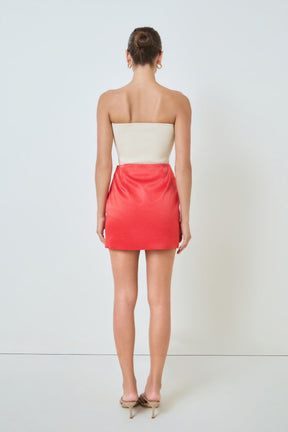 MARSY - Solid Satin Fit Mini Skirt - SKIRTS available at Objectrare