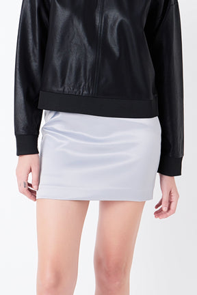 GREY LAB - Grey Lab - Solid Satin Fit Mini Skirt - SKIRTS available at Objectrare