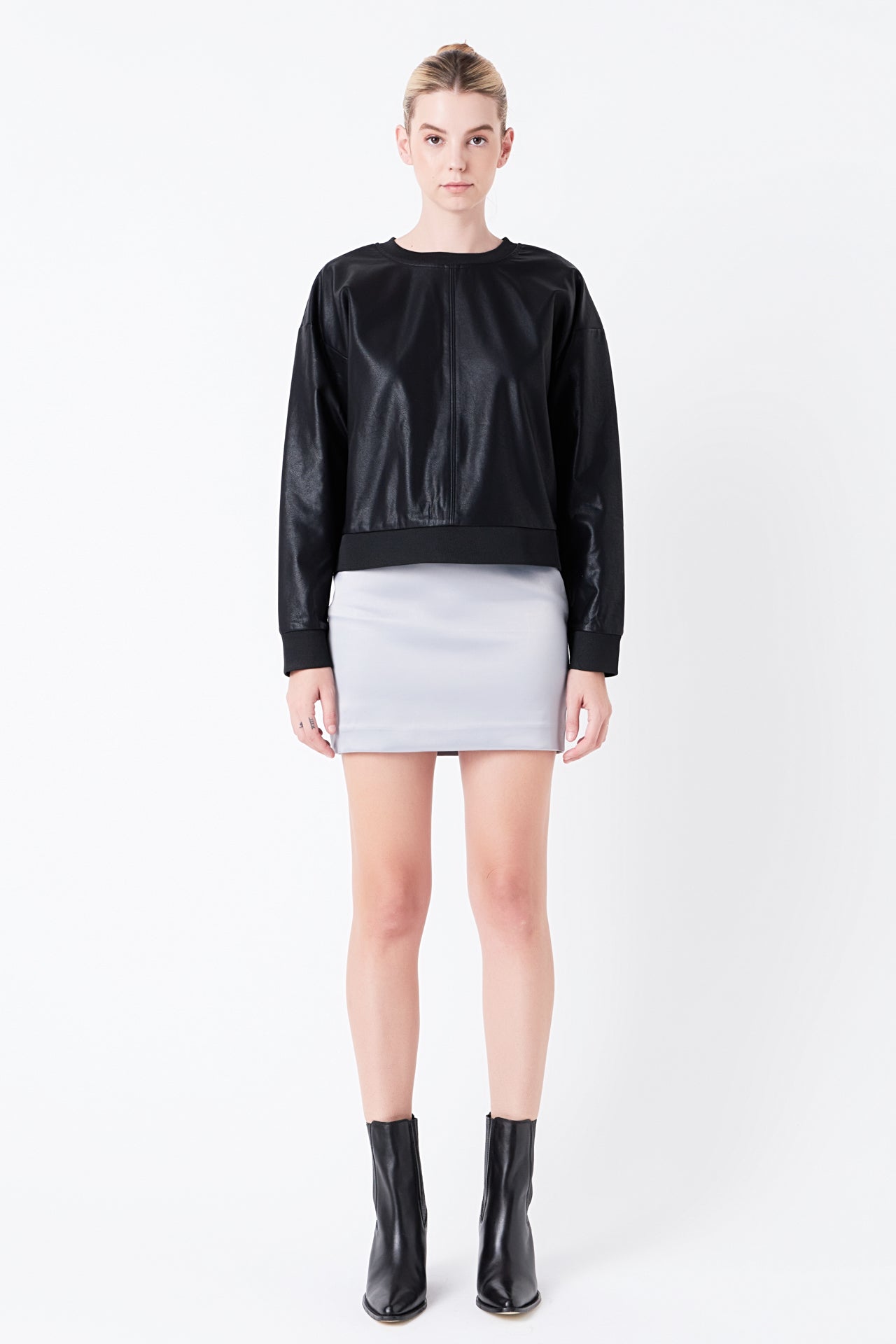 GREY LAB - Grey Lab - Solid Satin Fit Mini Skirt - SKIRTS available at Objectrare