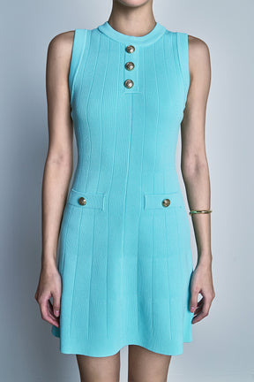 ENDLESS ROSE - Shank Button Knit Mini Dress - DRESSES available at Objectrare
