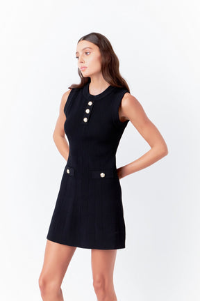 ENDLESS ROSE - Shank Button Knit Mini Dress - DRESSES available at Objectrare