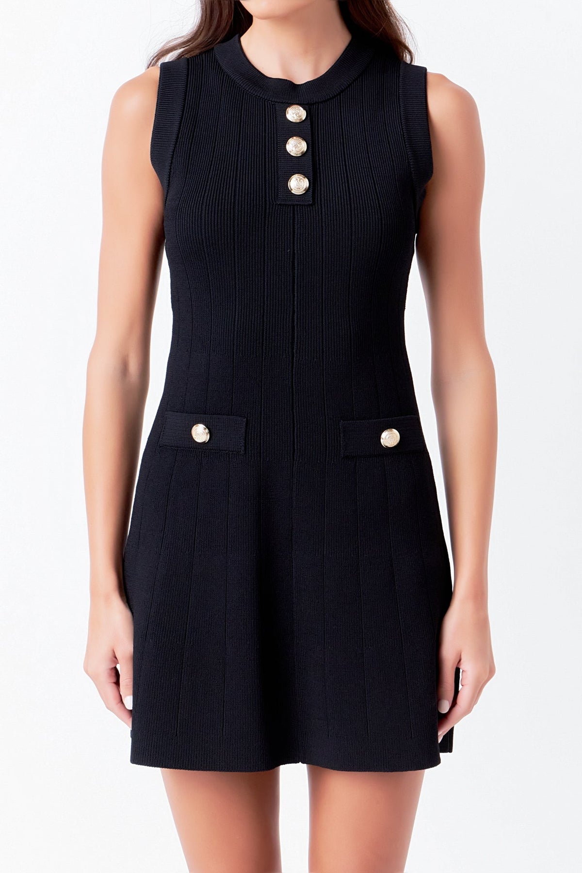 ENDLESS ROSE - Shank Button Knit Mini Dress - DRESSES available at Objectrare