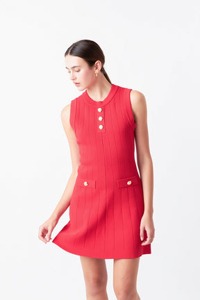 ENDLESS ROSE - Shank Button Knit Mini Dress - DRESSES available at Objectrare