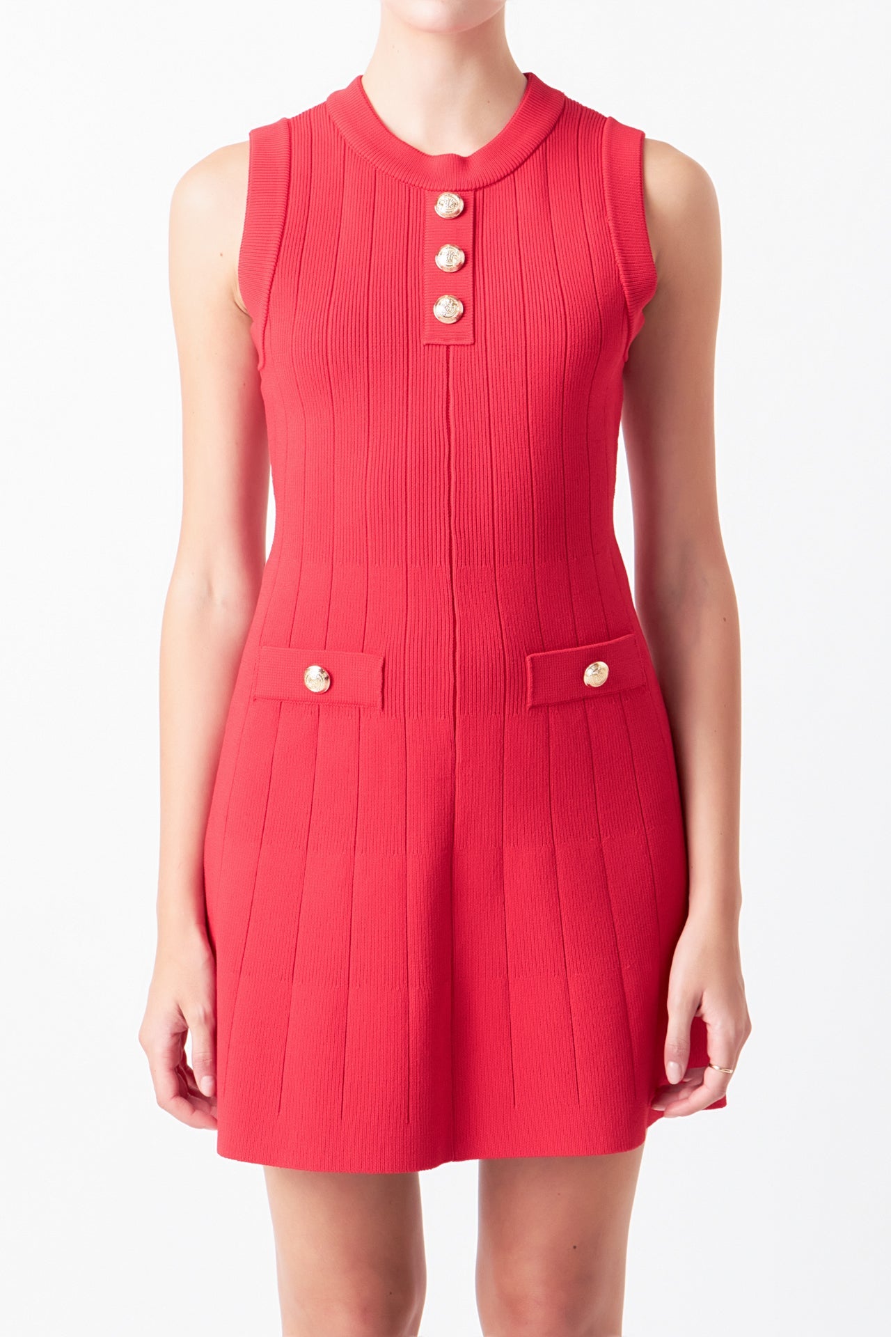 Endless Rose - Shank Button Knit Mini Dress LEMON SORBET / S Endless Rose - Shank Button Knit Mini Dress LEMON SORBET / S