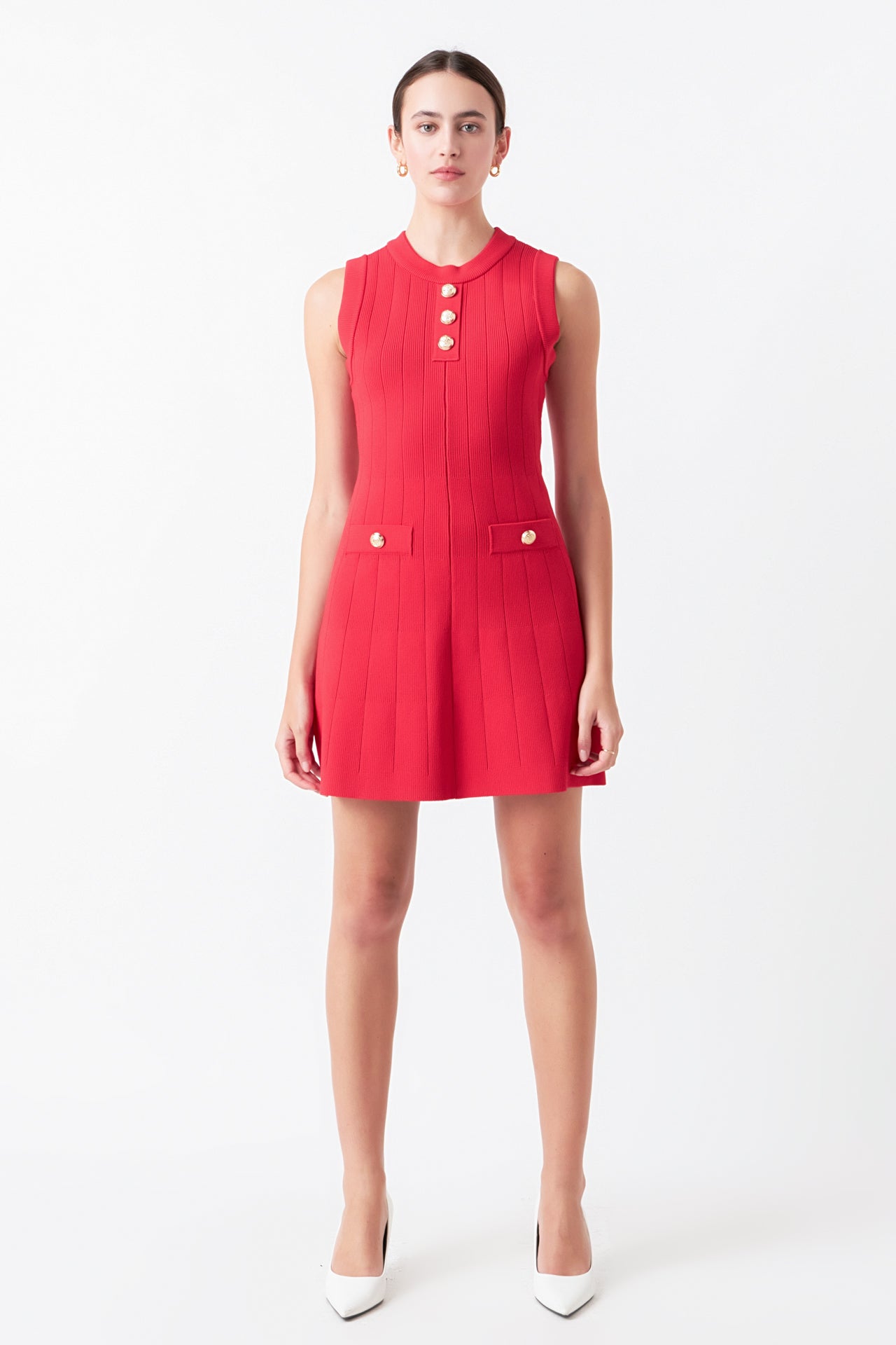 Shank Button Knit Mini Dress