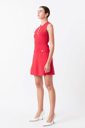 ENDLESS ROSE - Shank Button Knit Mini Dress - DRESSES available at Objectrare