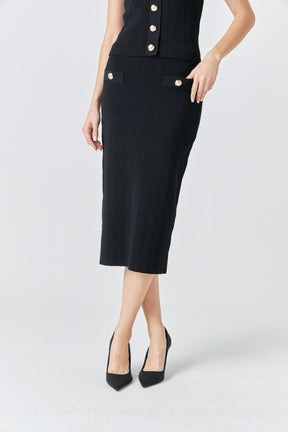 ENDLESS ROSE - Shank Button Midi Skirt - SKIRTS available at Objectrare