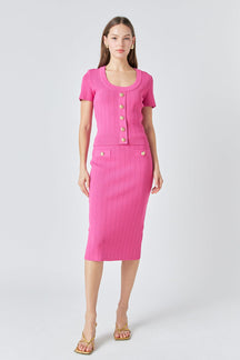 ENDLESS ROSE - Shank Button Midi Skirt - SKIRTS available at Objectrare