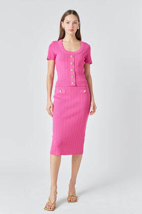 ENDLESS ROSE - Shank Button Midi Skirt - SKIRTS available at Objectrare
