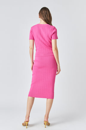 ENDLESS ROSE - Shank Button Midi Skirt - SKIRTS available at Objectrare