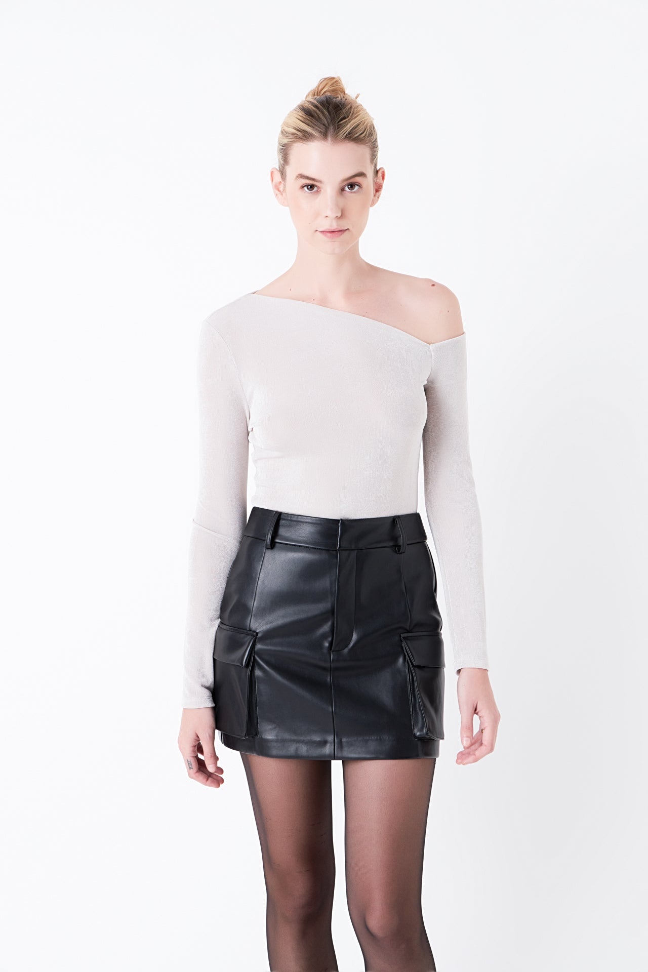 GREY LAB - PU Leather Cargo Skirt - SKIRTS available at Objectrare