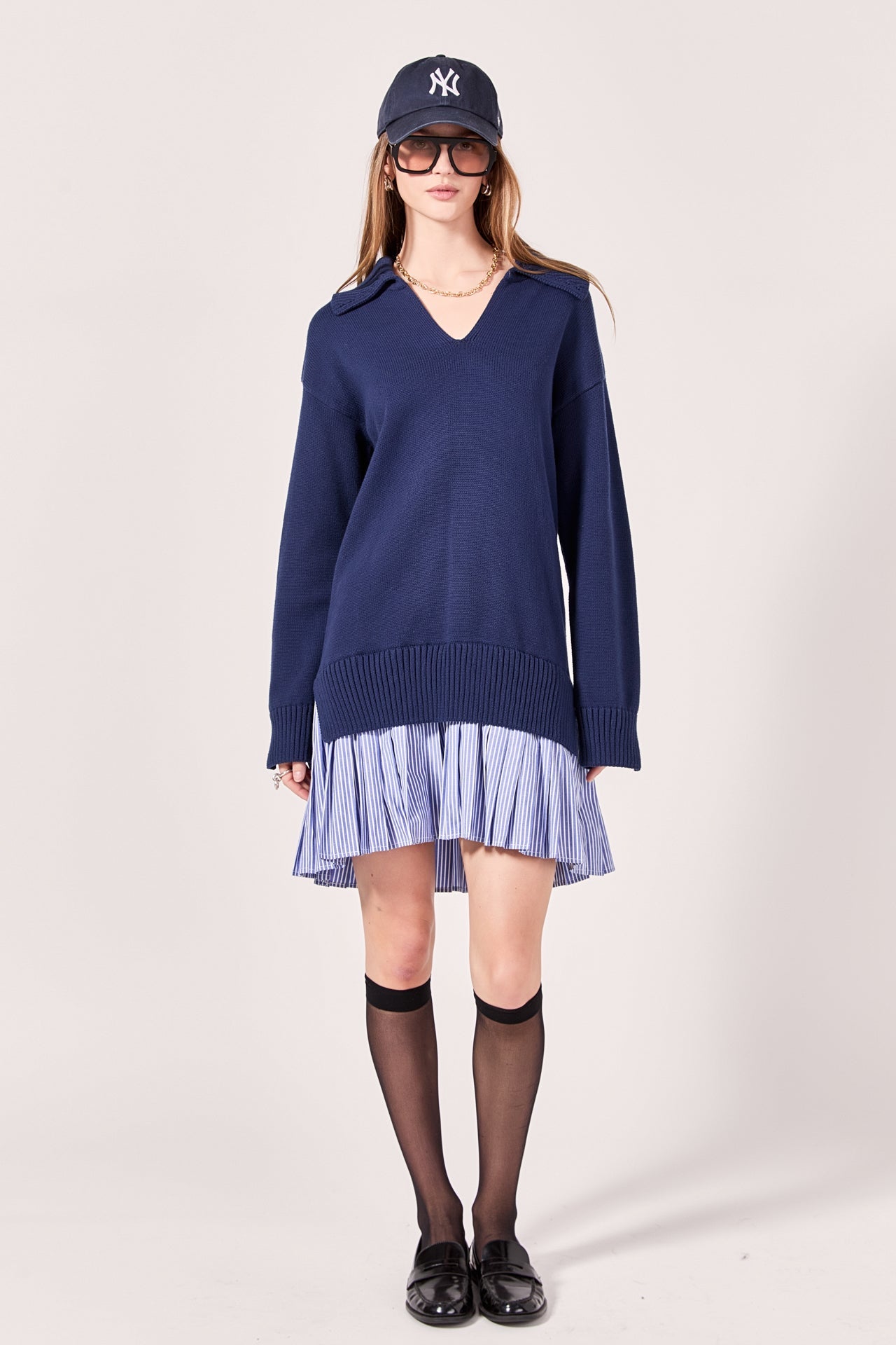 ENGLISH FACTORY - Mixed Media Pleated Mini Dress - DRESSES available at Objectrare