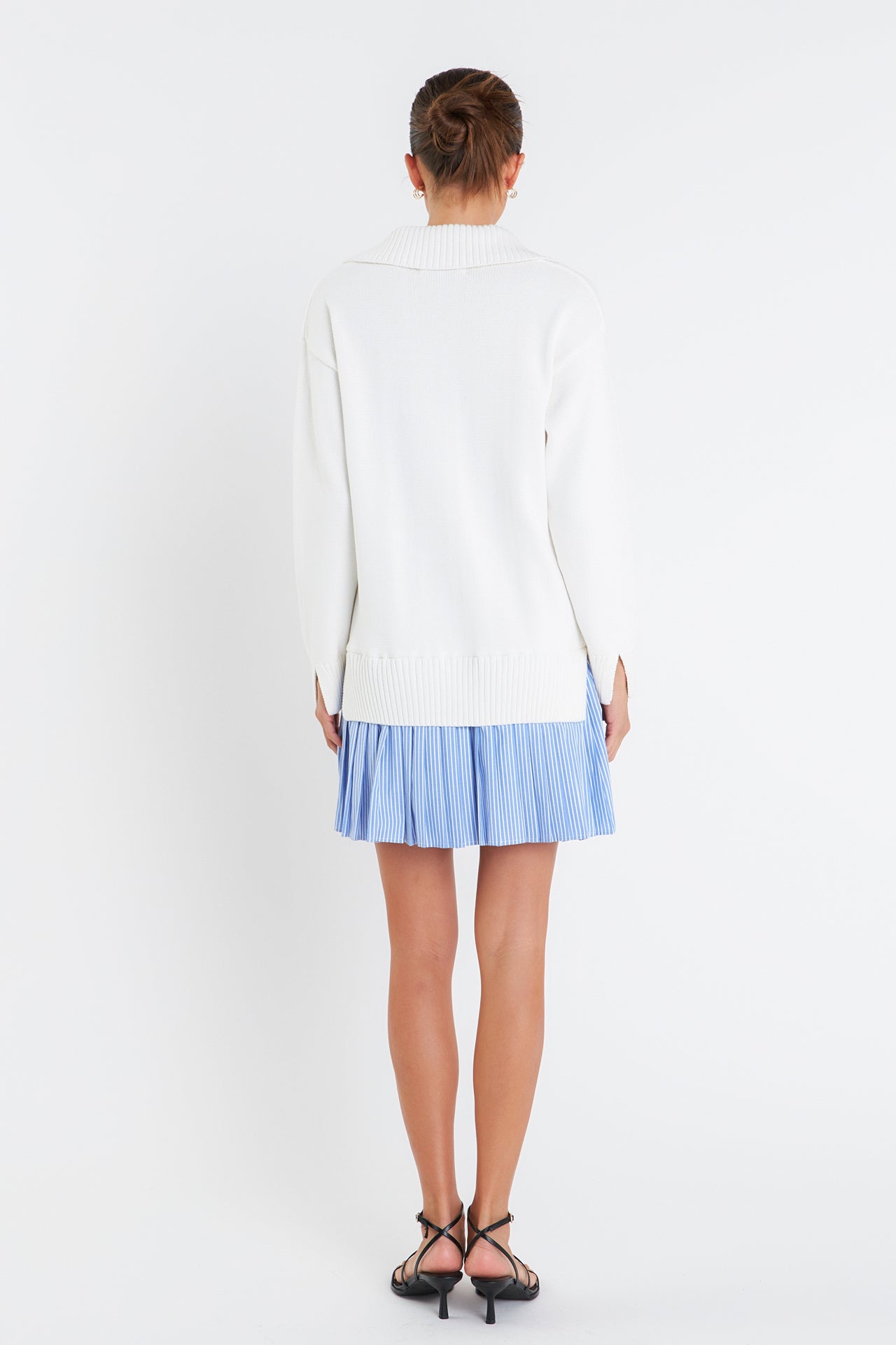 ENGLISH FACTORY - Mixed Media Pleated Mini Dress - DRESSES available at Objectrare