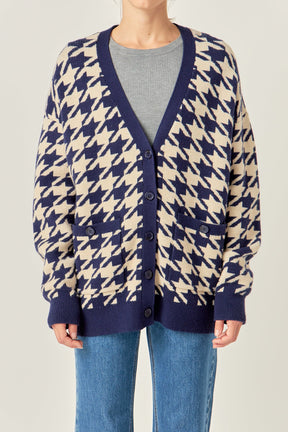 ENGLISH FACTORY - English Factory - Knit Houndstooth Cardigan - SWEATERS & KNITS available at Objectrare