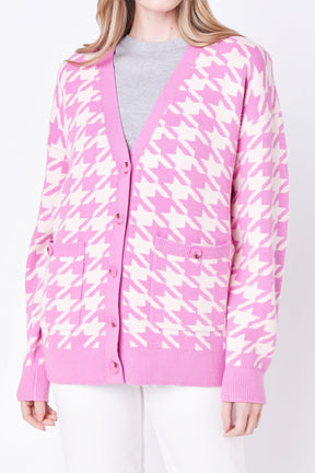 ENGLISH FACTORY - Knit Houndstooth Cardigan - SWEATERS & KNITS available at Objectrare