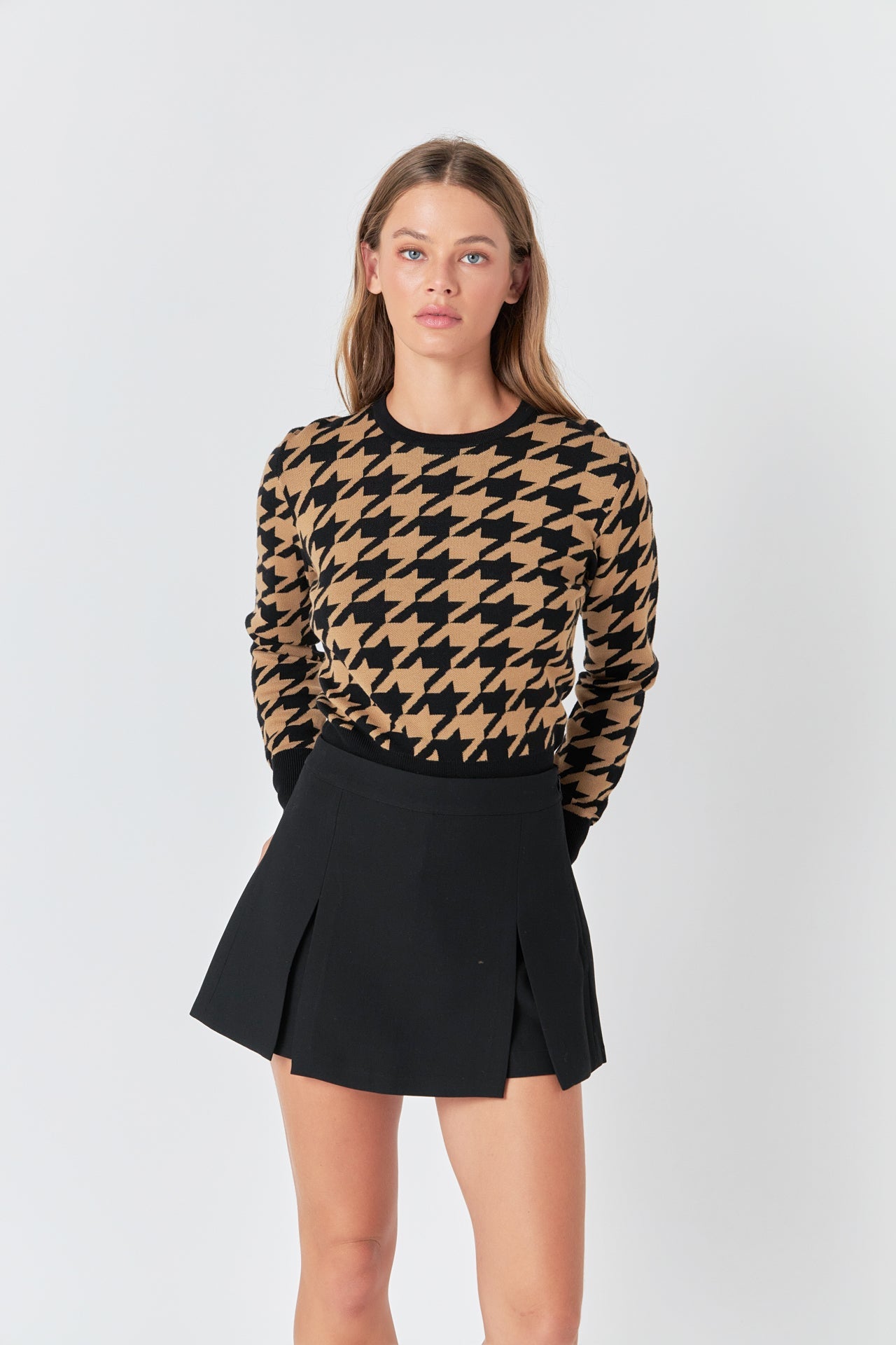 ENDLESS ROSE - Endless Rose - Knit Houndstooth Sweater - SWEATERS & KNITS available at Objectrare