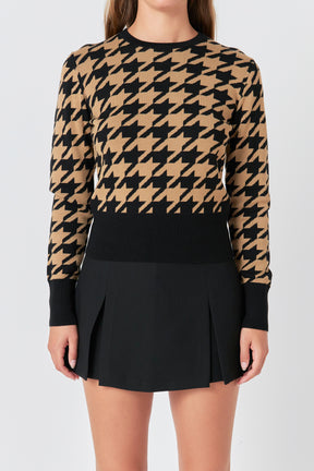 ENDLESS ROSE - Knit Houndstooth Sweater - TOPS available at Objectrare