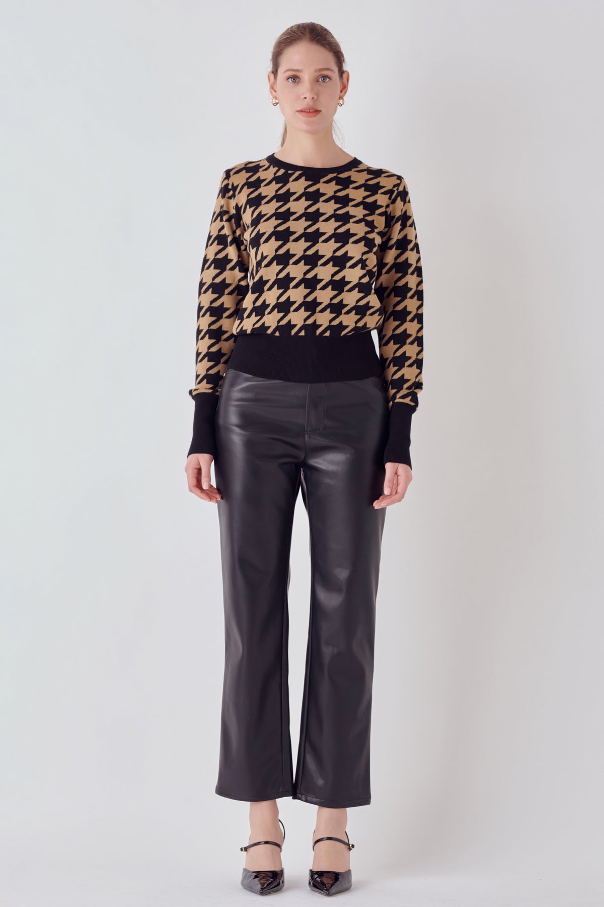 ENDLESS ROSE - Knit Houndstooth Sweater - TOPS available at Objectrare