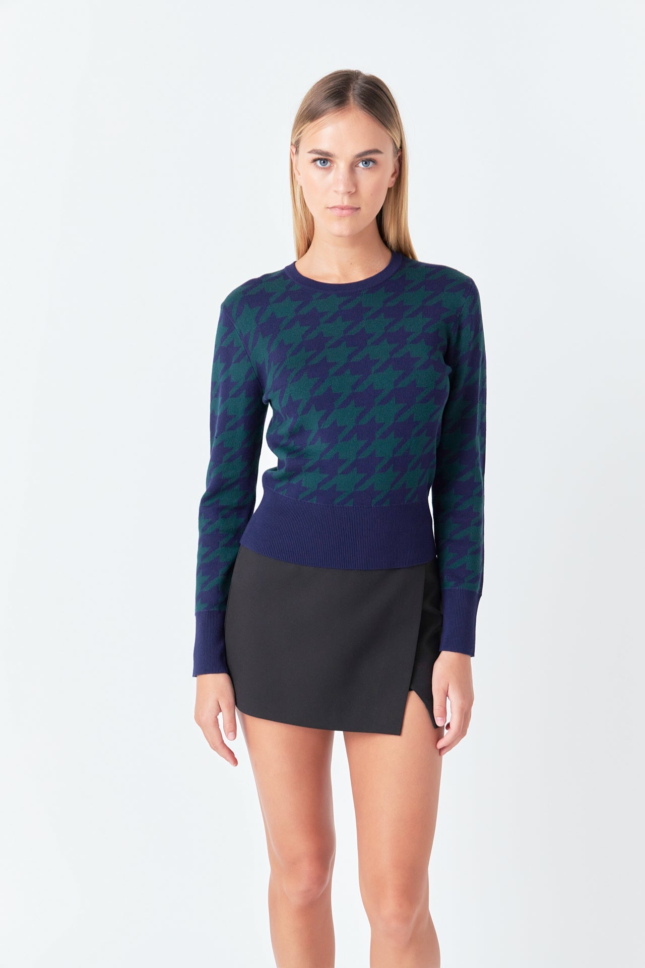 ENDLESS ROSE - Endless Rose - Knit Houndstooth Sweater - TOPS available at Objectrare