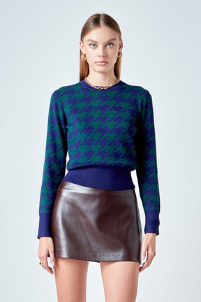 ENDLESS ROSE - Knit Houndstooth Sweater - SWEATERS & KNITS available at Objectrare