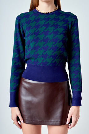 ENDLESS ROSE - Knit Houndstooth Sweater - SWEATERS & KNITS available at Objectrare