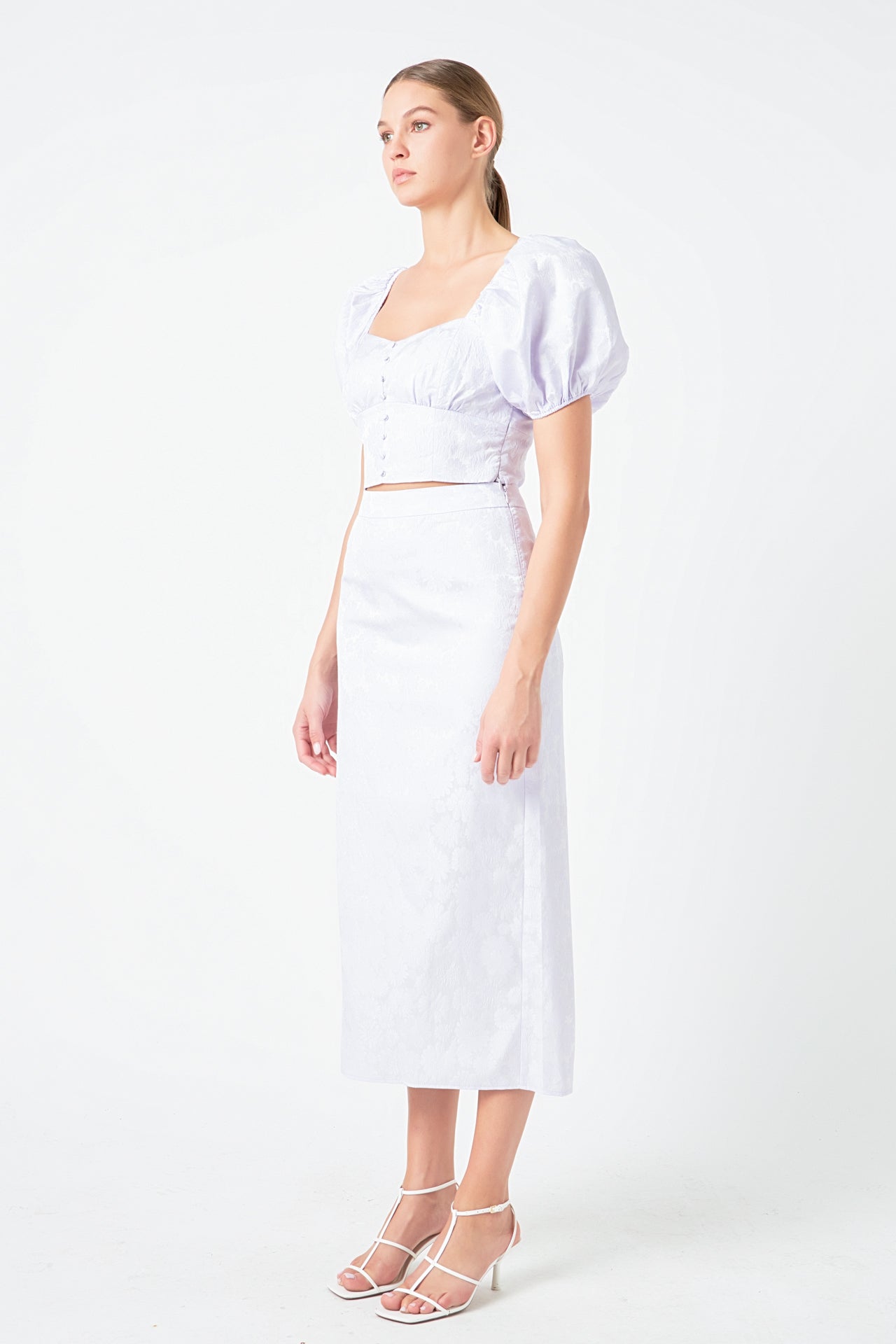 White jacquard maxi clearance skirt