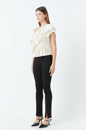 ENDLESS ROSE - Endless Rose - Sequins One Shoulder Ruffle Top - TOPS available at Objectrare